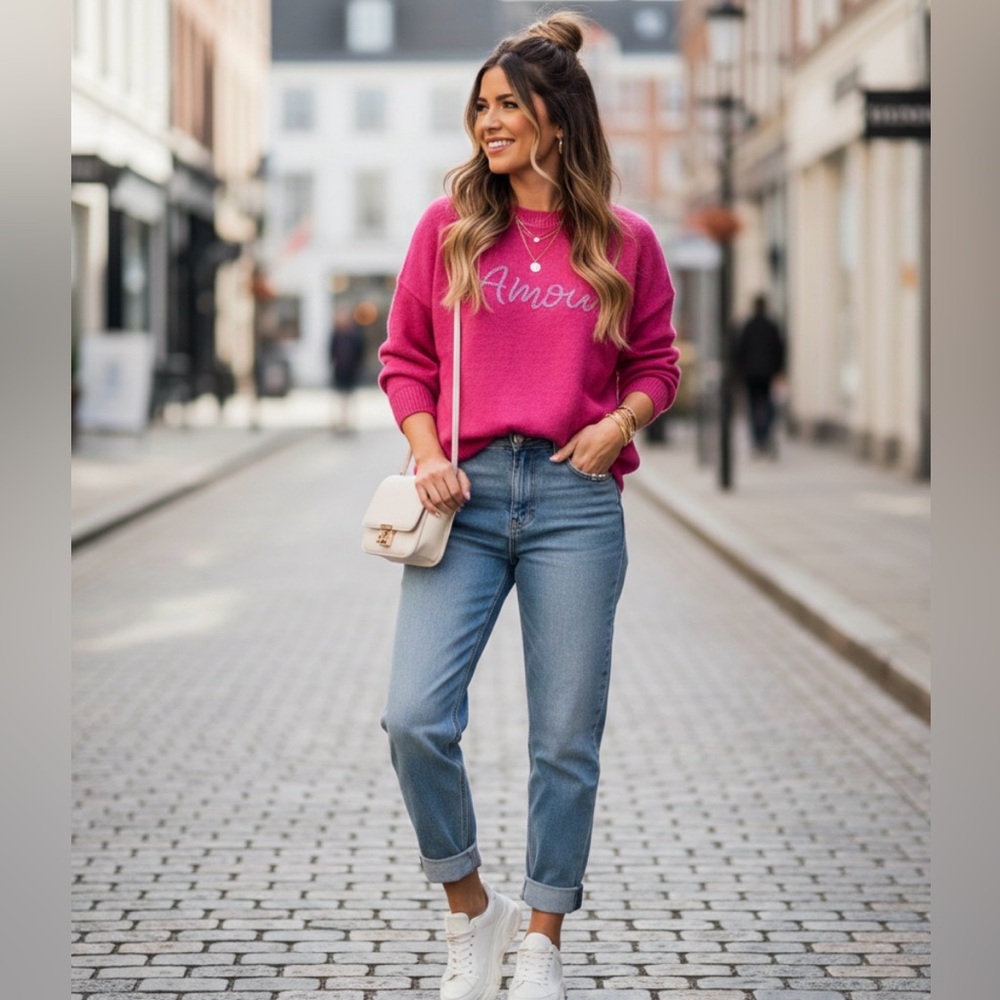 Vince Camuto Fuchsia Crew Neck Sweater